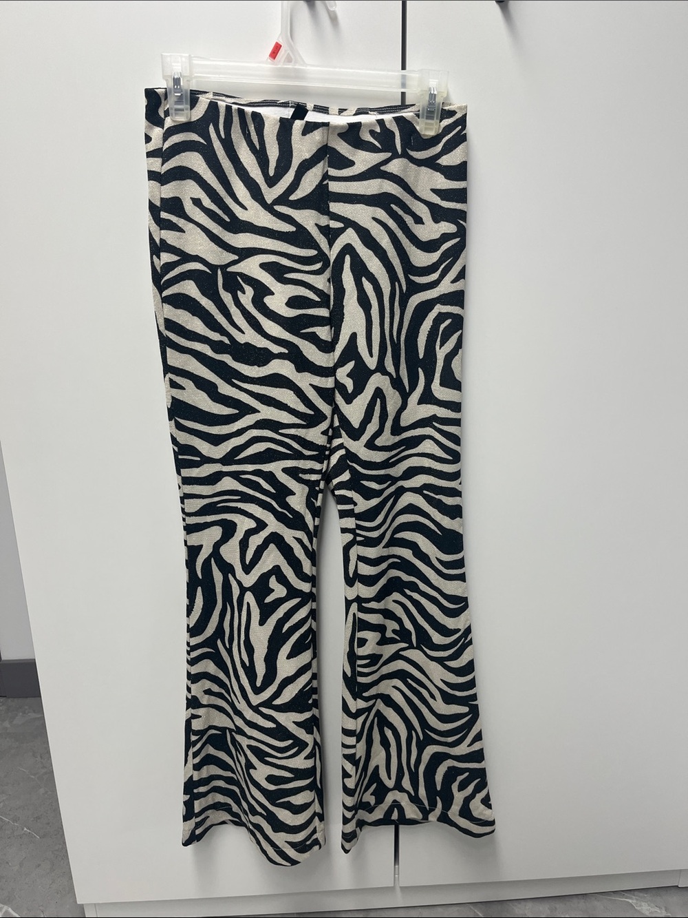 H&M Zebra-Print Flare Leggings - Black & Cream